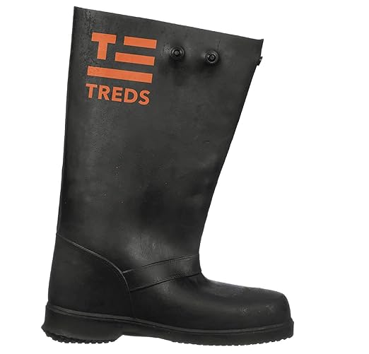 TREDS Rubber Concrete Boot, Pull-On Overboot for Construction, Mud & Snow, Size M/L (9-10), 17" Ht, Black