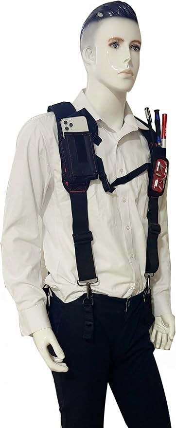 Tool Belt Suspenders for Work Belt Heavy Duty Padded with Magnetic WristBand Attachment Loops for Men