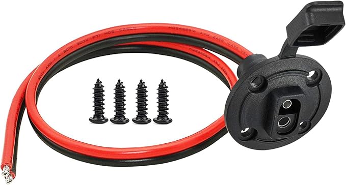 Solar Power Connector,10AWG Weatherproof Power Socket Sidewall Port,Quick Disconnect Wire Automotive Panel Extension Cable for Solar Generator Battery Charger.(50CM DIY Plug)