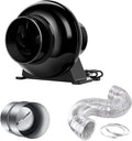 iPower 4 Inch 195 CFM Inline Duct Ventilation Exhaust Fan, 8 Feet Ducting and Backdraft Shutter Damper for Grow Tent, HVAC Heating Cooling, 2 Clamps Included