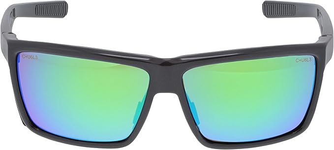 MCR Safety SR22BGZDC Swagger SR2 Series Safety Glasses with Thermo Plastic Rubber Nose Pads and Detachable Side Shields, Charcoal Frame, Green Mirror Polarized Anti-fog Lens