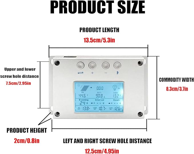 MPPT 30A 40A 60A 80A 100A solar charge controller display, high-definition LCD numerical control display, multi-function button display, communication interface solar charge controller display