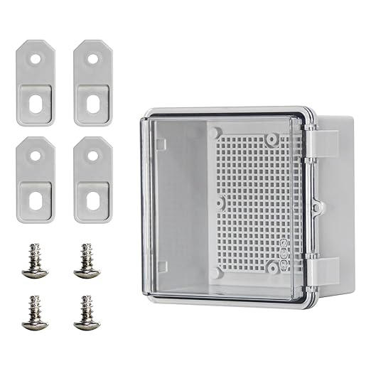 Electrical Junction Box Outdoor Project Box IP66 ABS Plastic Electrical Enclosure Hinged Cover Electric Box Clear(5.9"x5.9"x3.5")