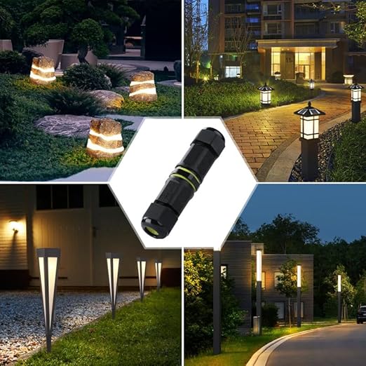 IP68 Waterproof Junction Box Outdoor 2way 3Pin (AC450v,17.5A) M18 Wire Range(5-10mm) Electrical Cable Connector,Suitable for Repair and Extend Power Cables,UL 1Pack