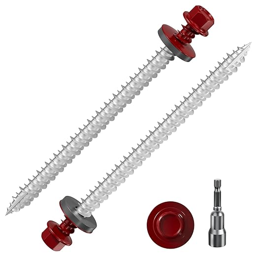 # 3/16 * 3" 270PCS 5lbs Red Hexagonal Metal Sheet roof Screws,#10 * 3 with EPDM washers and Hexagonal self Tapping, Used for Metal to Wood, Corrugated Roofs.5 * 75mm