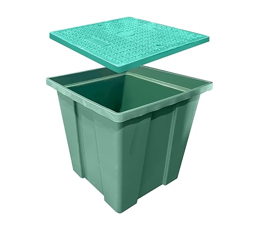 33.5x33.5x31.5in Underground Splice Boxes W/FRP Inspection Cover Large Enclosure Precast Polyethylene Distribution Pull Box Access Electrical Junction Boxes Drillable Tapered Wiring Chamber