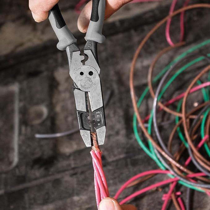 Klein Tools J215-8CR Multitool Pliers, Made in USA, Hybrid Multi Purpose Tool / Crimper, Wire Stripper, Bolt Shearing, Wire Grabbing, Twisting, Looping