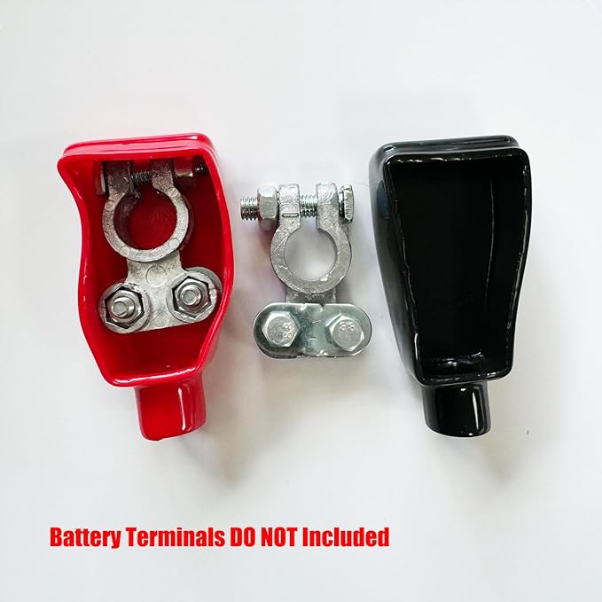 Ampper Top Post Flexible Battery Terminal Cover, Battery Terminal Clamp Insulator Protector W/Washers for Car, Vehicle, RV and Boat (Large, 2 Sets)