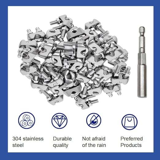 40 Pcs 5/16 inch Stainless Steel Wire Rope Cable Clamp Clips,Wire Rope Clamp for Various Commercial, Industrial, and Residential Projects (M8, 40)