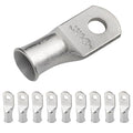 SELTERM 10pcs 1 AWG-1/4 Stud Tinned Copper Wire Lugs, Heavy Duty Marine Grade Copper Eyelets, Electrical Terminal Connectors