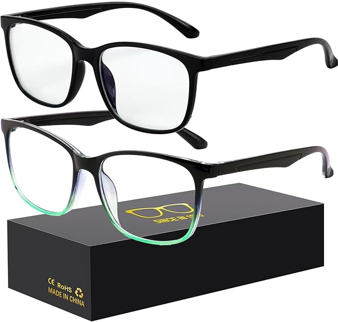 Blue-Light Blocking Glasses Computer Reading/Gaming/TV/Phones Glasses Fashion Anti Eyestrain Glasses for Women Men（C6 Black + Gradientgreen）