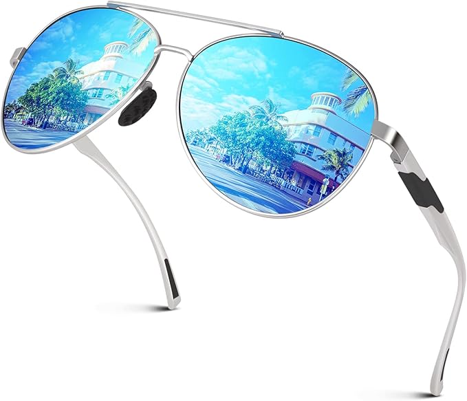GQUEEN Classic Military Style Pilot Polarized Sunglasses Spring Hinges Al-Mg for mens womens MOS1