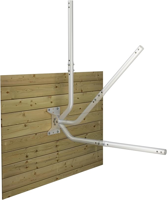 Universal Adjustable Mounting Pole, Steel J-Mount for Attic Outdoor Roof Wall Installation, Weatherproof Mast Pole, Mounting Bracket and Hardware Included (Diameter 1 1/4", Length 33 1/4", White)