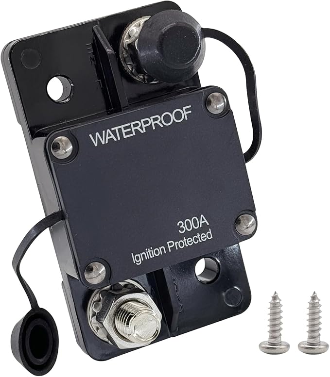 300A Circuit Breaker, Ampper Surface Mount DC 12V-30V Waterproof Thermal Circuit Breaker Fuse with Automatic Reset (Cycling) for Boat Trolling Motor Auto Audio Solar and More
