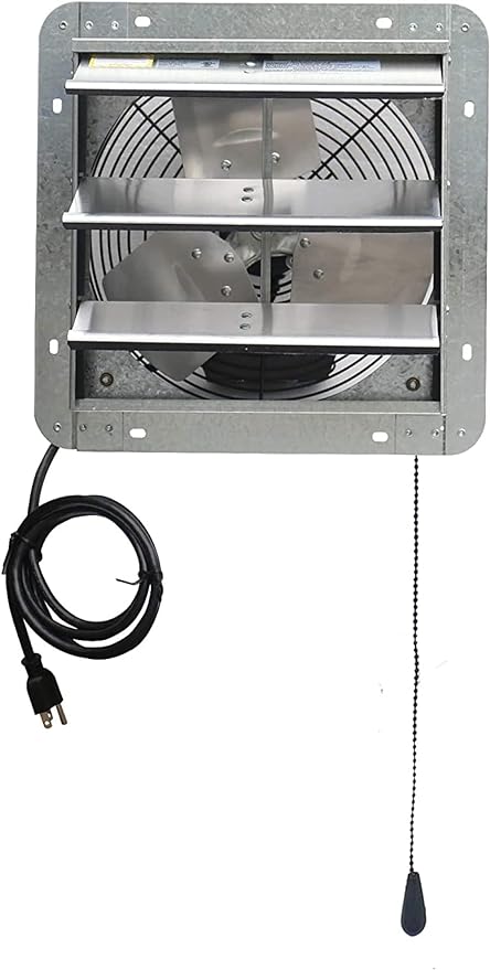 iLIVING 12" Wall Mounted Shutter Exhaust Thermostat Control-3 Speeds Vent Fan For Home Attic, Shed, or Garage Ventilation, 960 CFM, 1200 SQF Coverage Area, Variable, Silver