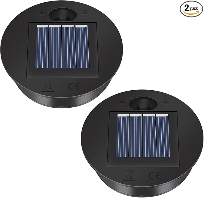 2 Pack Solar Light Replacement Top - 10 Lumens LED Panel Lantern Lid, Outdoor Parts for Garden Patio Decor, Light up Your Space (3.35)