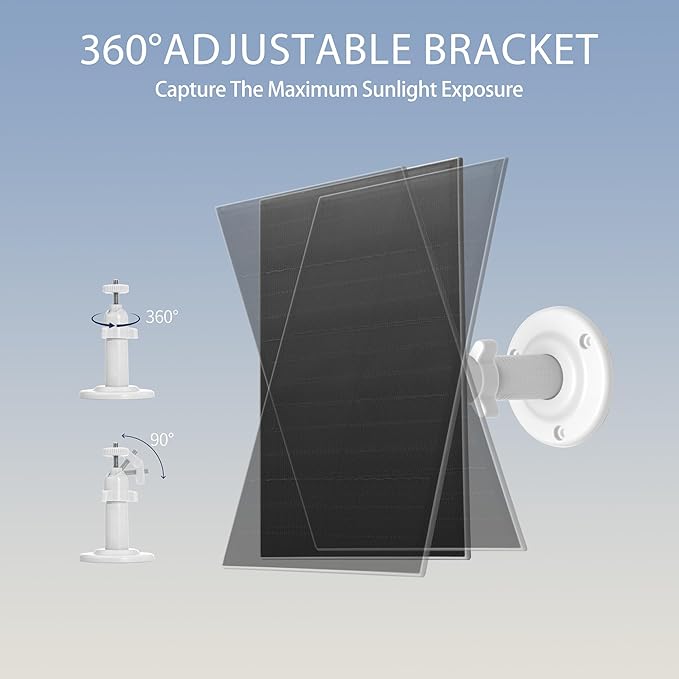 Greensolar 4W Solar Panel for Security Cameras, IP65 Waterproof Outdoor USB-C Cable with Adjustable Bracket, Compatible with Rechargeable Battery Cameras