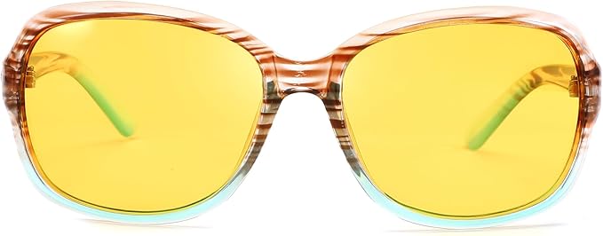 FEISEDY Classic Womens Night Glasses Driving Anti Glare Wrap Around Yellow Sunglasses B2548