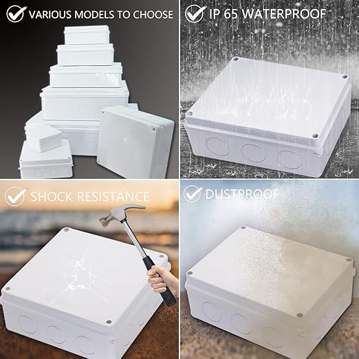 Junction Box, Zulkit Project Box with Reserved Holes IP65 Waterproof Dustproof Electrical Box ABS Plastic Project Enclosure White 15.7 x 13.8 x 4.7 Inch