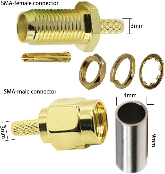 SMA cable crimping tool and 10pcs SMA male to female connectors for RG174 RG316 wifi antenna extension cable