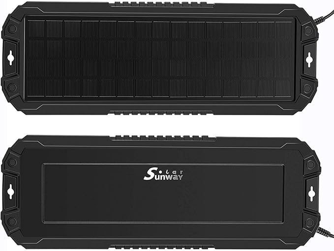 Sunway Solar Panel Car Battery Trickle Charger & Maintainer 5W 12V Solar Power Charger kit Portable Waterproof for Automotive RV Marine Boat Truck Motorcycle Trailer Tractor Powersports Snowmobiles