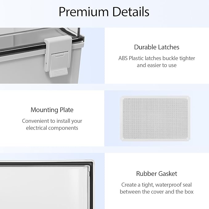 Electrical Box, IP65 Waterproof Dustproof ABS Plastic Enclosure, Outdoor and Indoor Project Box Hinged Clear Cover with Mounting Plate Wall Brackets,Outer Dimension 23.6"x 15.7" x 8.7", Grey