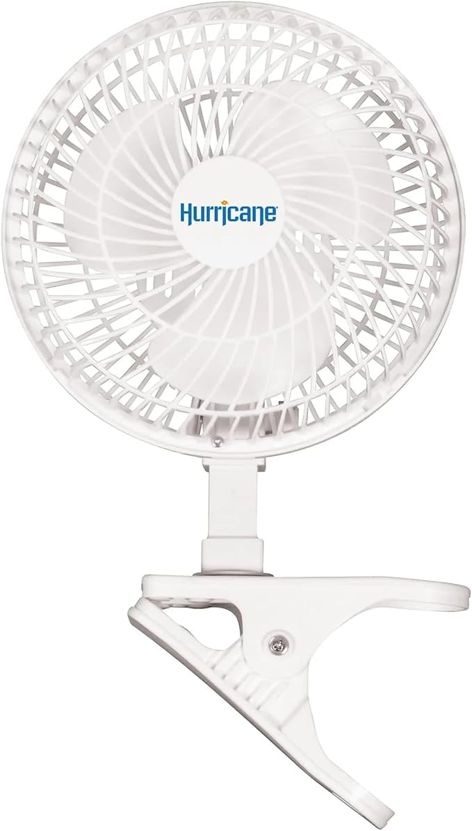 Hurricane 2-Pack Classic Clip-On Table Fan with 2 Quiet Speeds, White, 6" - Portable Corded Electric Air Cooling Unit with 306 CFM and Adjustable Tilt for Desk, Shelf, Home, Office or Dorm Use