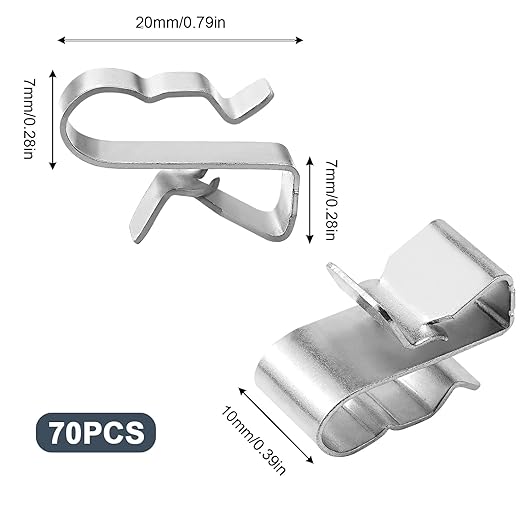 70 PCS Trailer Frame Wire Clips Stainless Steel Clip Metal Cable Clips for PV Wiring Boat Cable Solar Panel Clamps for Automotive Wires Management (Silver)