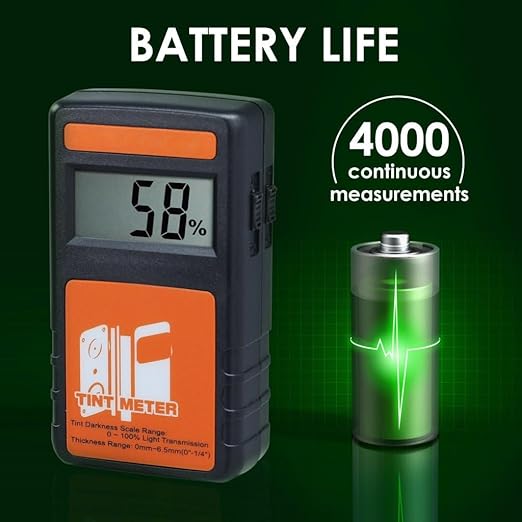Handheld Digital Window Tint Meter 0%~100% Range Visual Light Transmission Light Transmission Continous Measurement Function (up to 4000) for Mesuring Film, Filmed Glass, Window Tint, Side Windshield