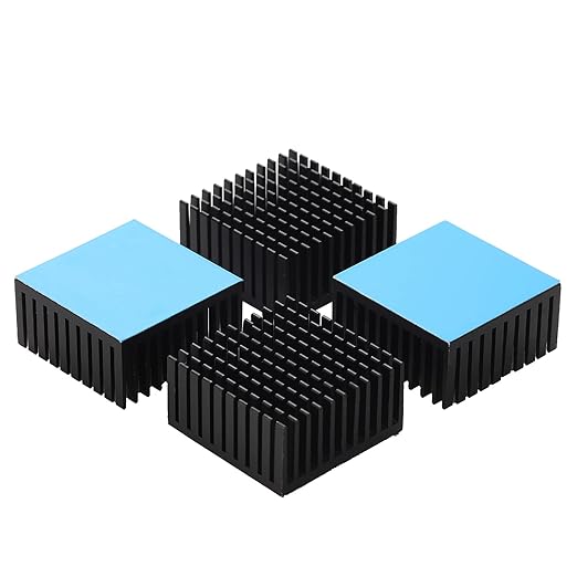 4PCS Black Aluminum Heat Sink with Thermal Conductive Adhesive Tape, 40×40×20mm Heatsink Cooler for Cooling VRM GPU Stepper Driver 3D Printer Stepper Motor