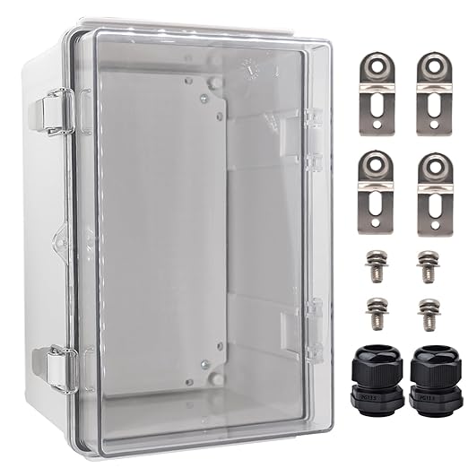 Outdoor Waterproof Electrical Box Junction Box Weatherproof IP67 ABS Plastic Enclosure Switch Router Project Box Electronics Enclosure with Mounting Plate Wall Bracket Clear 11.8"x7.9"x6.7"