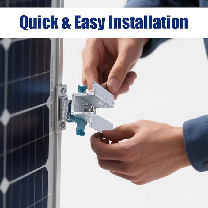 10Pcs Adjustable Solar Panel Mounting Bracket Clamps Fit for Unistrut System Mounting Clamp Bracket Adjustable Wide PV Photovoltaic Support Mid Mount Clips Standard Roof Solar Panel, with Nut Bolt