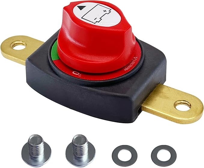 Ampper Side Post Battery Disconnect Switch 12V - 48V, Marine Battery Switch Disconnect Power Cut Shut Off for Car, RV and Boat (On/Off)