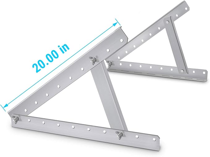 Newpowa Adjustable Solar Panel Tilt Mount Brackets Kit Folding Tilt Legs Support to 20 50 75 Watt Solar Panel for Off-Grid, RV, Roof, Boat (20inch Width)