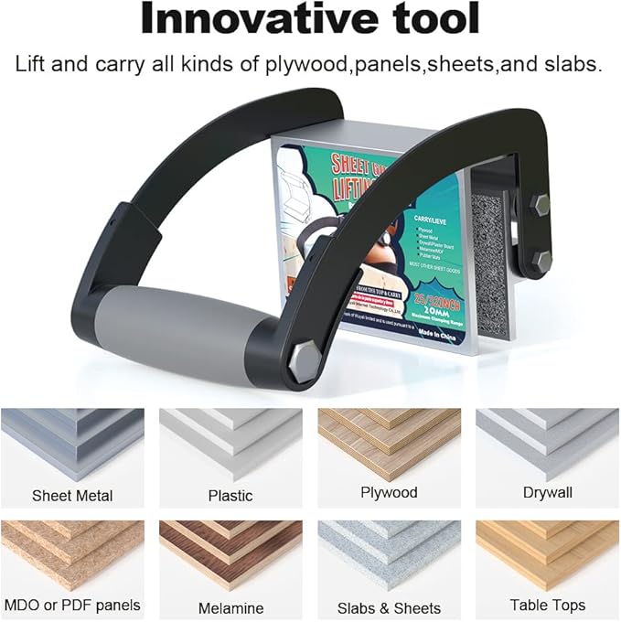 FivePears 2 PCS Panel and Plywood Carrier, Plywood Lifting Tool and Drywall Carrying Tool, Plywood Gripper one Person Single Hand clamp Lift Tool for Sheet Board, Drywall and Plywood Handle Carrier