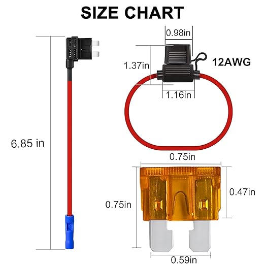 MuHize Fuse Tap Kit - Standard Inline 14AWG Fuse Holders, Add-a-Circuit Fuses Taps with 100 Pack Fuses (2A/3A/5A/7.5A/10A/15A/20A/25A/30A/35A) for Automotive, Marine