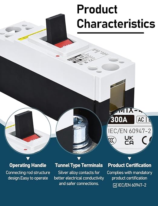 DIHOOL 300 Amp Heavy Duty Battery Disconnect Switch, DC Circuit Breaker for Boat Trolling Motor Marine ATV Trailer