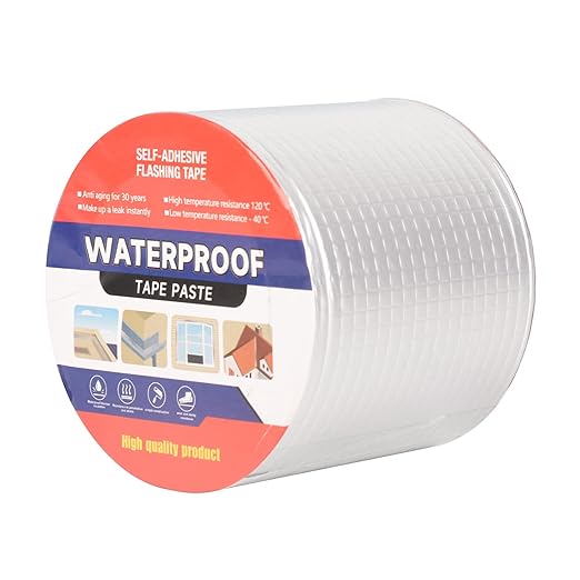 4" W X 16.4'L Waterproof Tape for Leaks Aluminum Butyl Tape with Adhesive for RV Repair, Glass Repairs, Air Mattress Patch, Window Caulking, Boat Sealing, Roof Patching