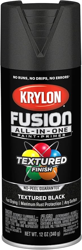 Krylon Fusion All-In-One Adhesive Spray Paint for Indoor/Outdoor Use, 12 oz, Black