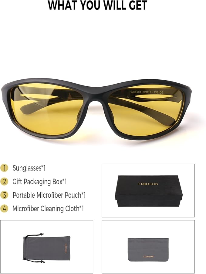 Night Driving Glasses for Men Women Anti Glare HD Polarized Night Vision Glasses for Driving