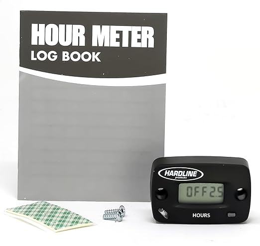 Hardline Products USA Vibration Activated Hour Meter – Wireless Waterproof Maintenance Tracker for Compressors, Electric Motors, Trailers, PTOs & Diesel Equipment – Peel & Stick Installation