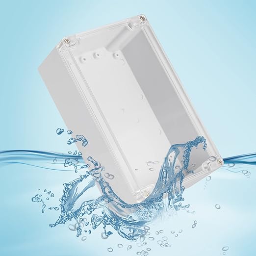 Universal Outdoor Junction Box ABS Plastic Dustproof Waterproof IP65 Universal Electrical Boxes Project Enclosure Grey with Transparent Clear Cover 7.9 x 4.7 x 3 inch (200 x 120 x 75mm)