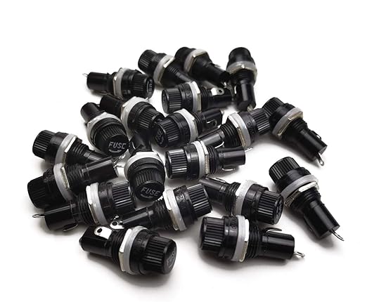 20Pcs Black Fuse Holder with Screw Cap for Fuse Insert, Panel Mounted, AC 250V 10A/125V 15A, for Solar Panel, Solar Controller, Boat Fuse Panel, Radio, Auto Stereo, Relay (5x20mm)