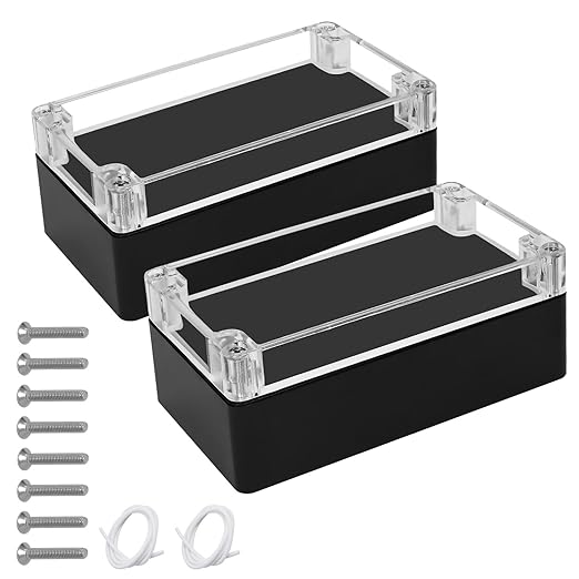 LeMotech Junction Box with Clear Cover IP65 Waterproof Project Box Dustproof ABS Plastic Electrical Project Boxes Universal Enclosure, Black 6.2"x 3.5"x 2.3"(158x90x60mm)(Pack of 2)