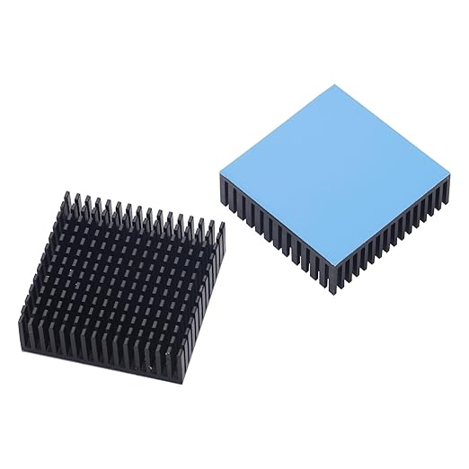 2PCS 50mm Black Aluminum Heat Sink with Thermal Conductive Adhesive Tape, 50×50×15mm Heatsink Cooler for Cooling VRM GPU Stepper Driver 3D Printer Stepper Motor TEC1-12706 Thermoelectric Peltier