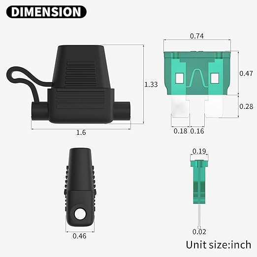 DAIERTEK 10 Gauge Fuse Holder 12V for ATC/ATO Blade Fuses, Inline Fuse Holder with 10 AWG Wires, Waterproof, 30A/40A Fuses, 6pcs