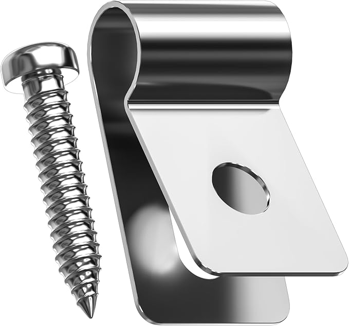200 Pack Stainless Steel Fence Wire Clips with Screws, Heavy Duty Wire Clamps for 12-16 Gauge Welded Wire, Rust-Resistant Fencing Mounting Fasteners for Wood or Metal Posts, Cable Clamps Kit