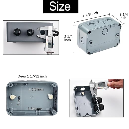 Outdoor Junction Box, Nineleaf IP66 3 Set Weatherproof Electrical Boxes with 20mm Cable Gland Kit, PVC/ABS Plastic Enclosure Box Universal Watertight 4.9 x 3.3 x 2.3 inch (125x86x62mm)