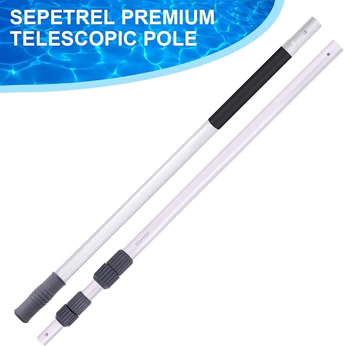 Sepetrel Pool Pole-Upgraded Professional 12 Foot Telescoping Swimming Pool Pole with Threaded Tips,Adjustable Telescopic Poles,for Skimmer Net,Brush,Vacuum Head