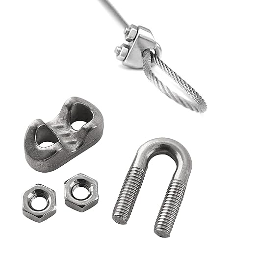 HSTECH 20PCS 1/8 Inch M3 304 Stainless Steel Wire Rope Cable Clip Clamp, Used for Anything That Involves Cable Clips: Rigging, Temporary Guardrail Systems, Securing Loads, Hanging Banners Or Flags
